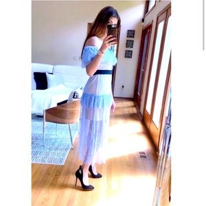 Off Shoulder Maxi Dress Baby Blue
